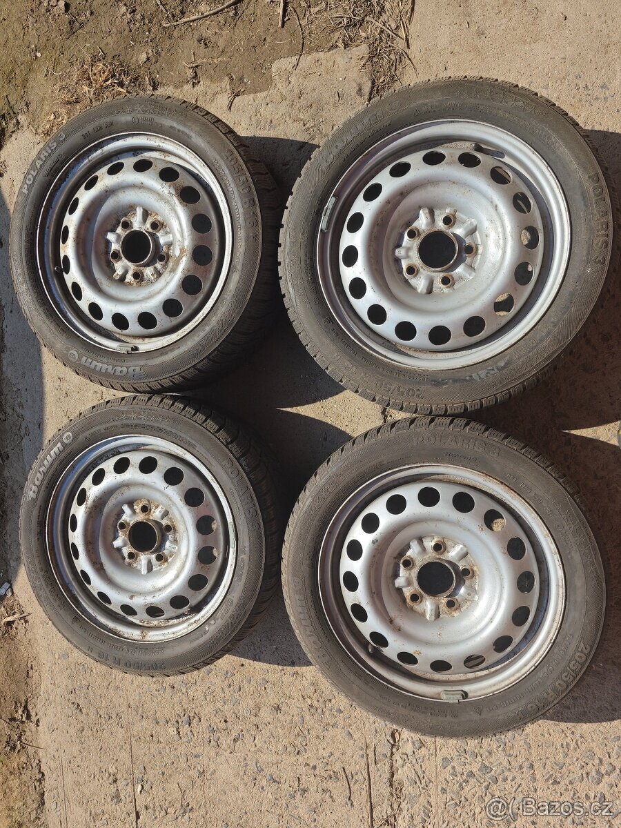 Prodám sadu disků 6,5Jx16H2 ET55 + zimní pneu 205/50/R16 - 2