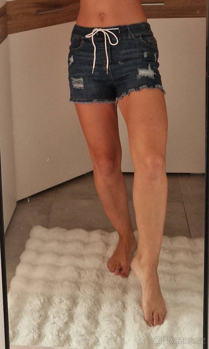 Nové dámské riflové džínové kraťasy šortky vel M - 2
