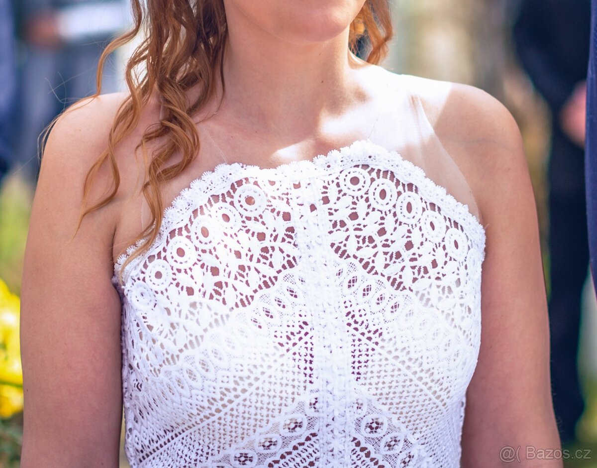 Boho svatební šaty s krajkou - 2