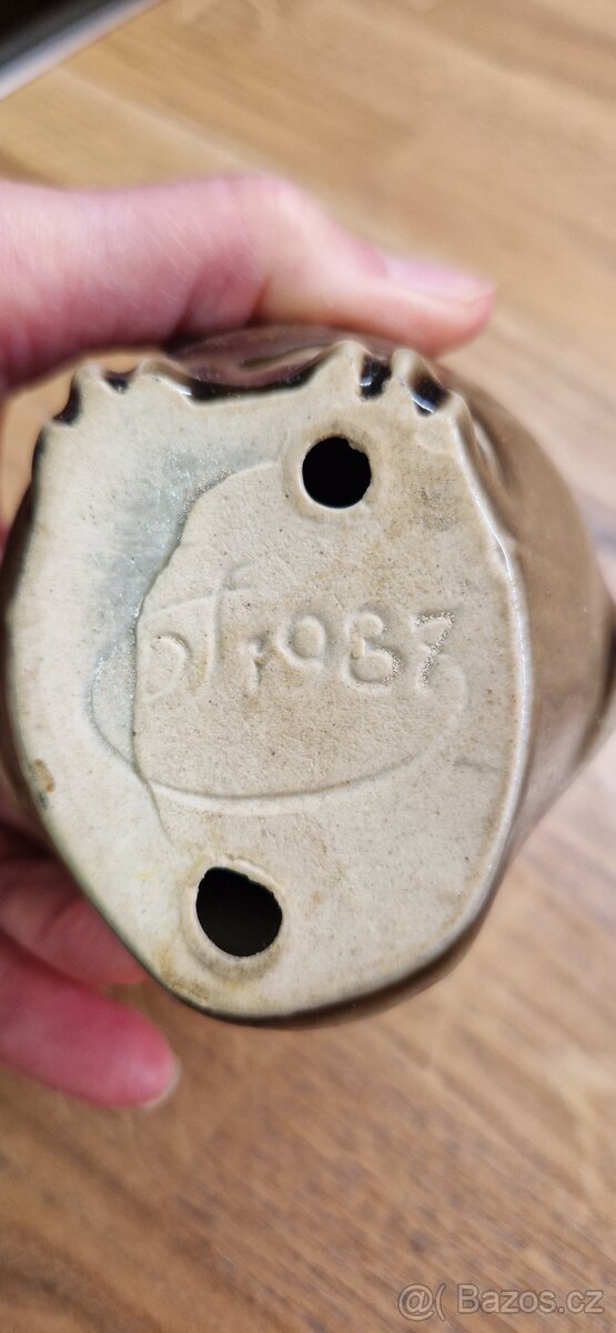 Retro keramická pokladnička – sova, ruční práce - 2