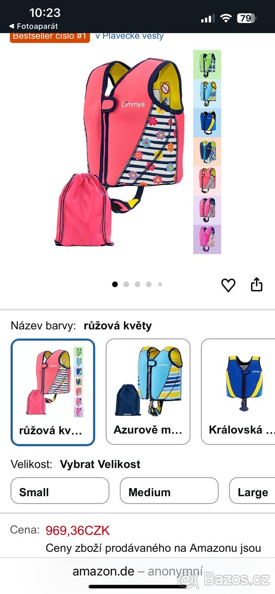 Záchranná plavací vesta dětská - nová s taškou - 2