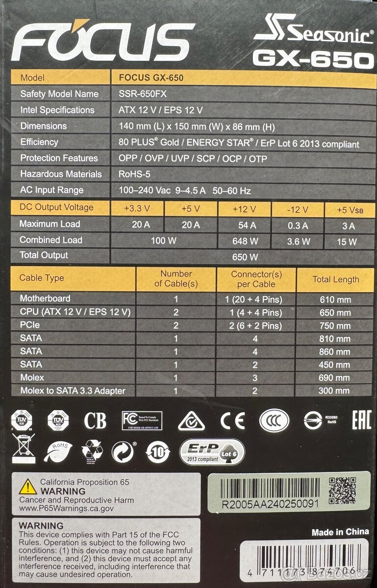 SEASONIC FOCUS GX 650 - 2