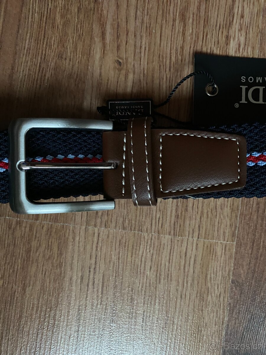 Nový pánský pružný opasek BANDI - modrý se světl. pruhy -S/M - 2