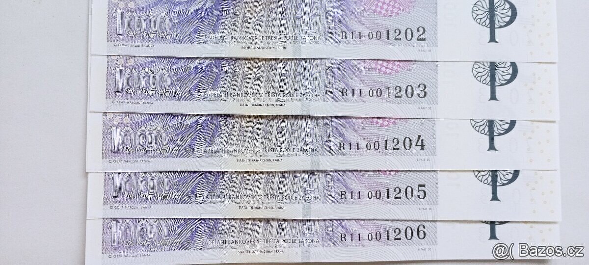 1000 Kč s přítiskem, serie R11, UNC - 2