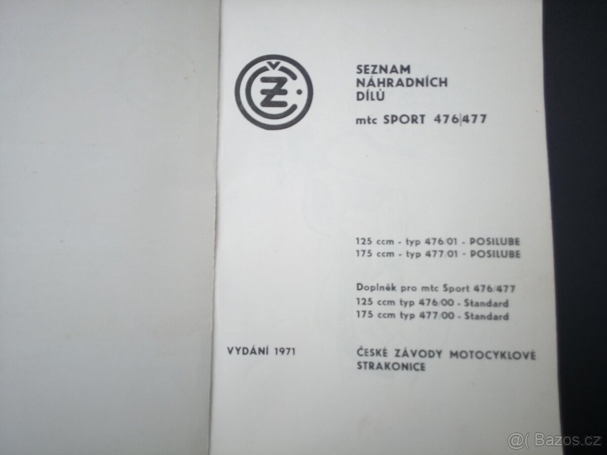 čZ sport 125, sport 175-seznam náhradních dílů1971 barevný - 2