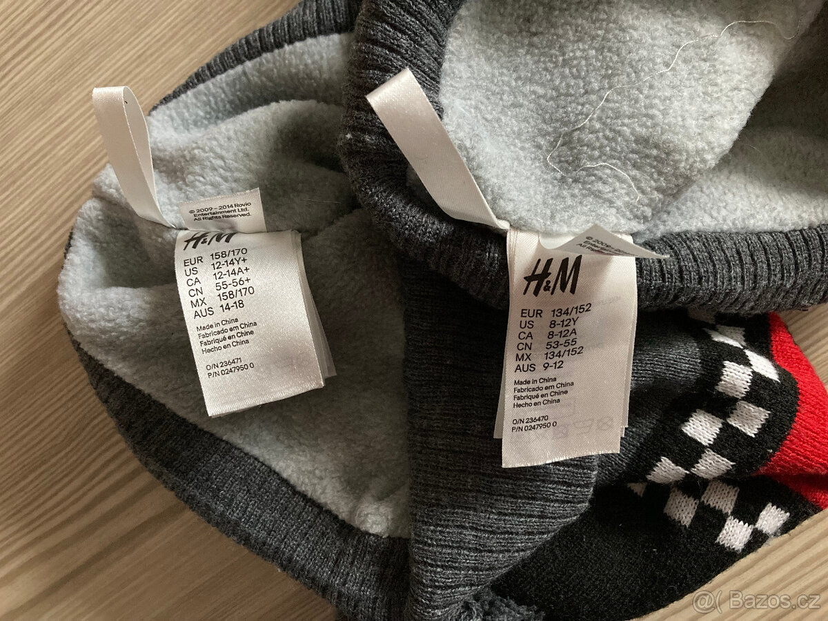 2x zimní čepice H&M, v. 134/152 a 158/170 - 2