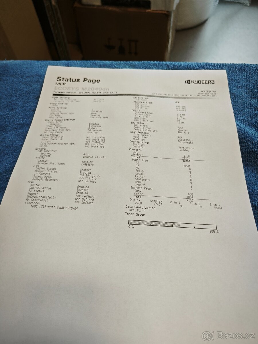 ㊆ Kyocera M2040DN toner 58% ze 7200 stran - 2