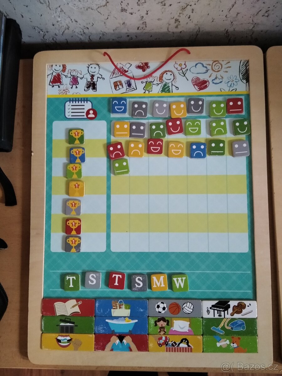 2 x tabule-hodiny-číslice- dřevěný kalendář-denní aktivity - 2