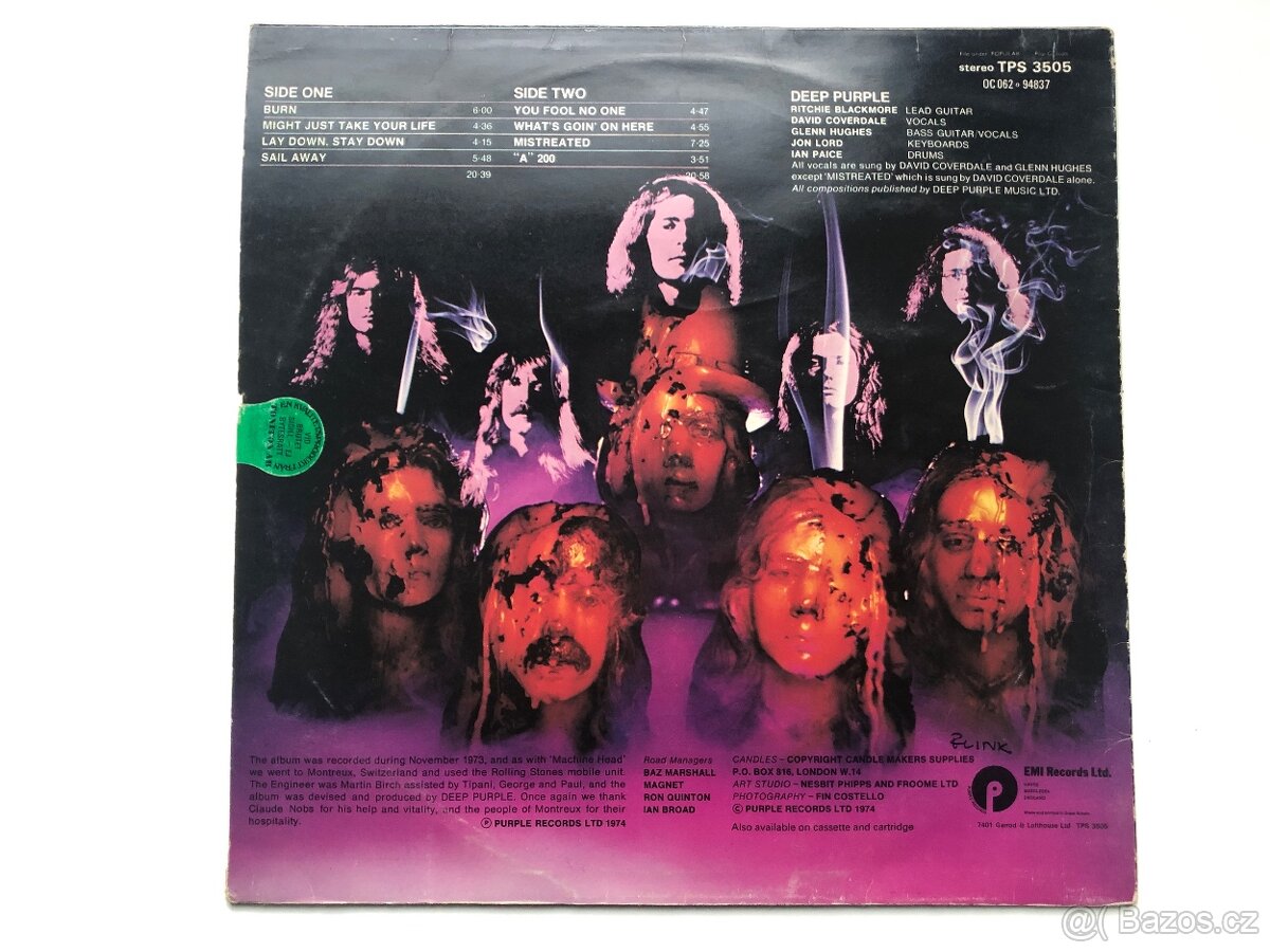 Deep Purple.Burn. LP 1974. Made in UK. - 2