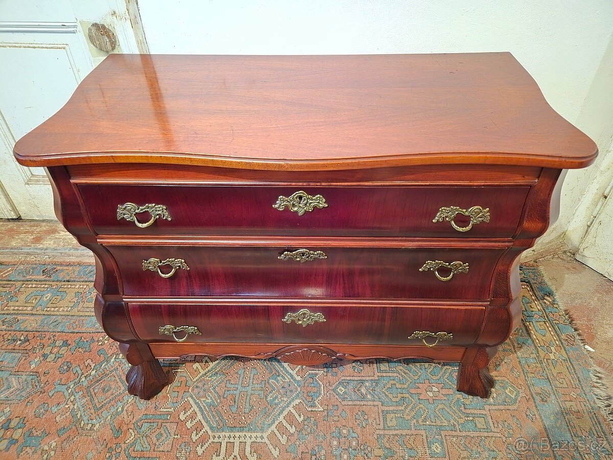 Komoda - barokni styl - břichatka - větší model - mahagon - 2