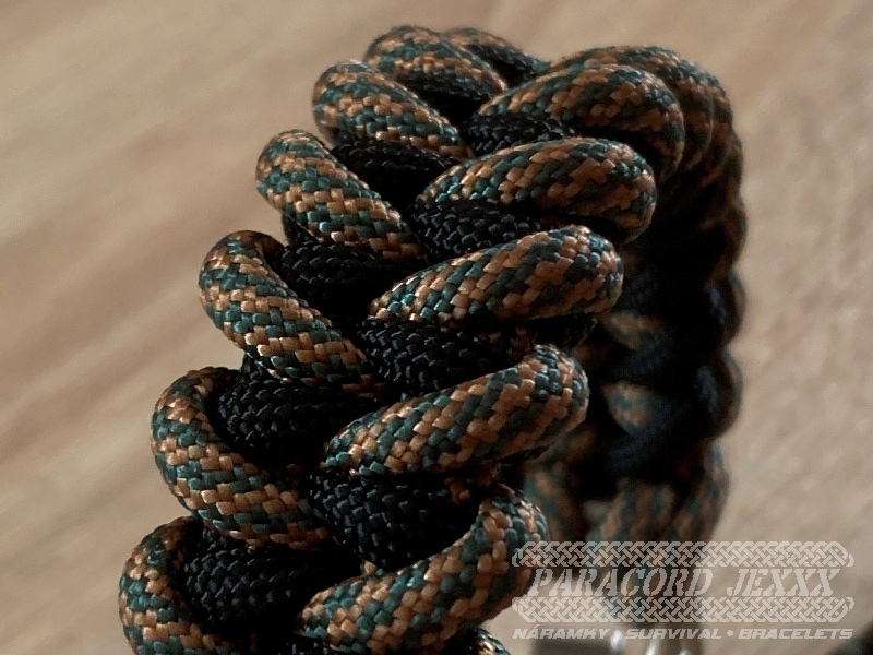 Paracord náramek (20 cm) gold - blue - black - 2