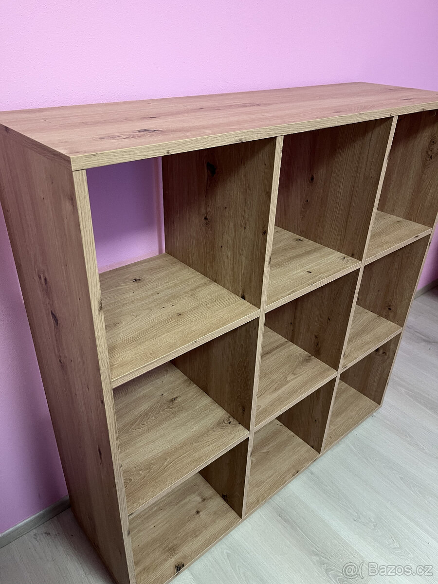 Nový policový regál s 9 přihrádkami (dub artisan) - 2