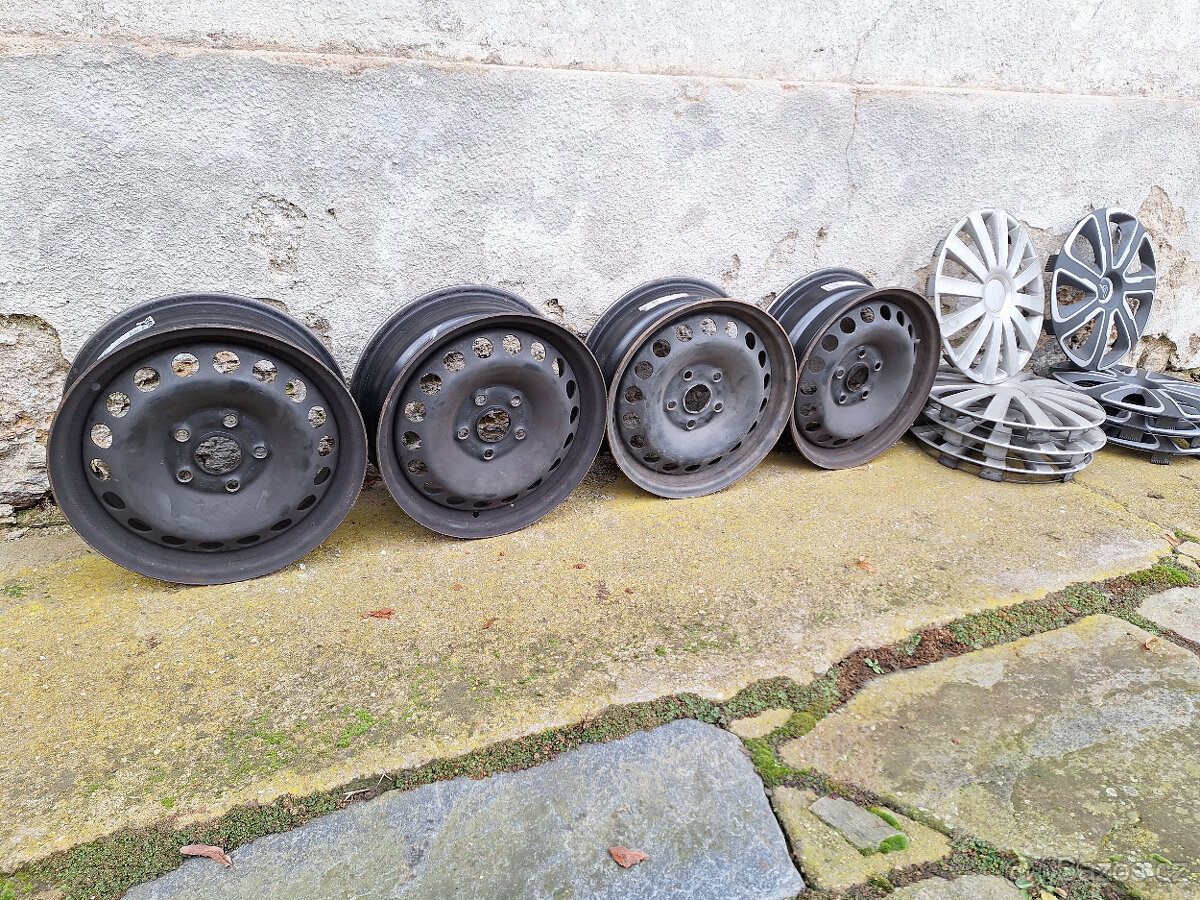 Disky Škoda 5x112-r15 + 2x poklice - 2