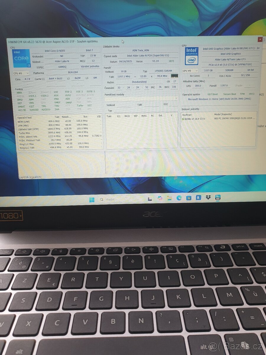 notebook Acer Go 15, AG15-31P-30JZ - 2