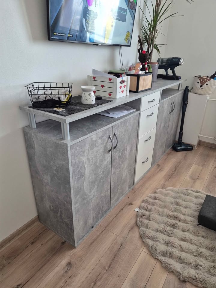 Komoda MAXINE Beton/Bílá - 2