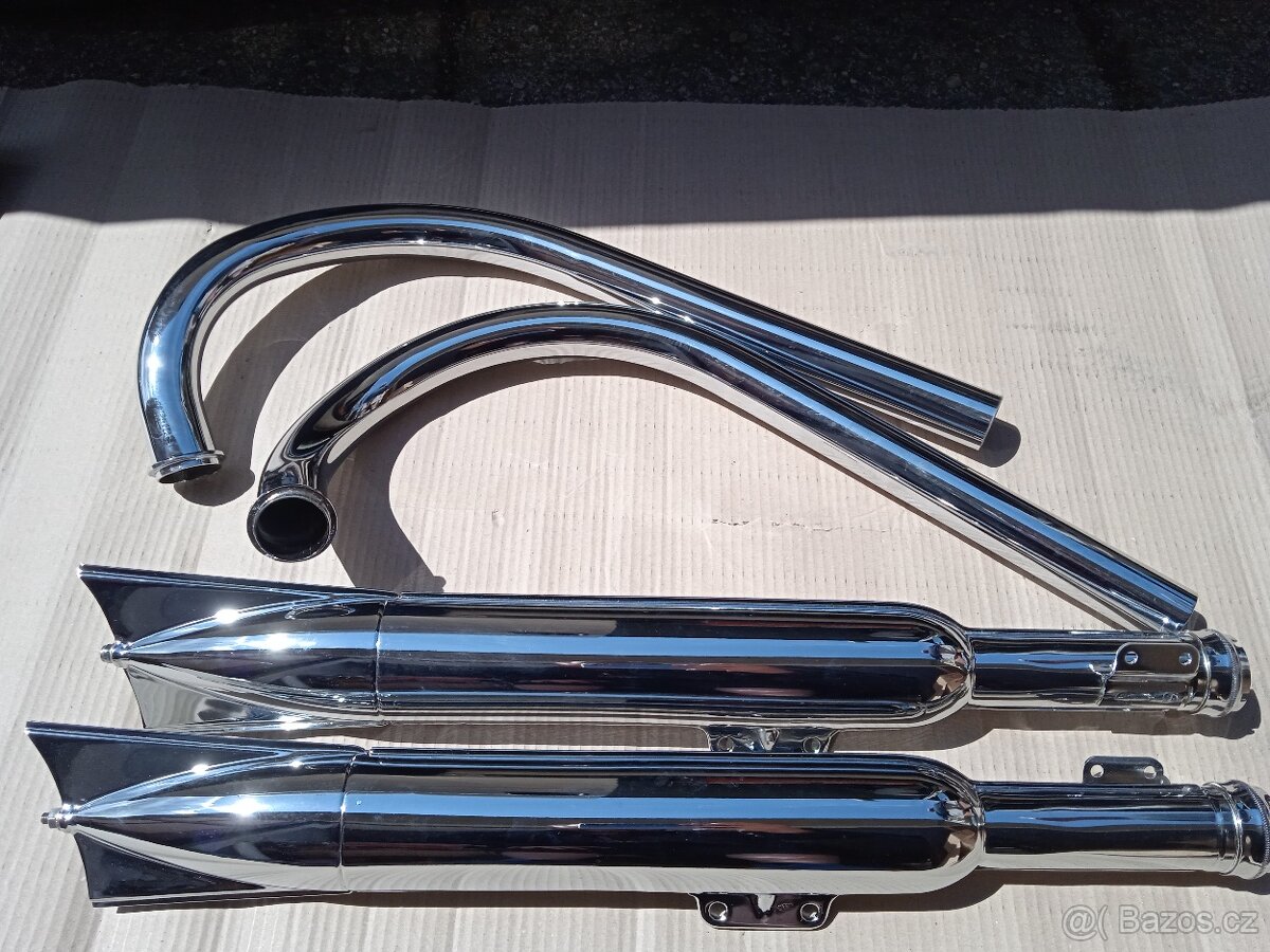 Nové výfuky rybiny + kolena Jawa ČZ 250/353 a 350/354 ,české - 2