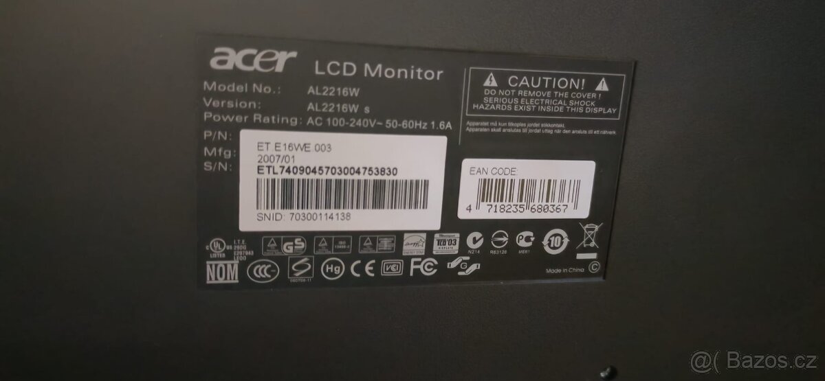 monitor Acer AL2216W 22" - 2