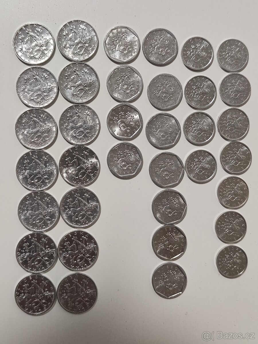 ČESKÉ HALÉŘE 1993 - 2007, 35 Ks - ročníková sada - 2