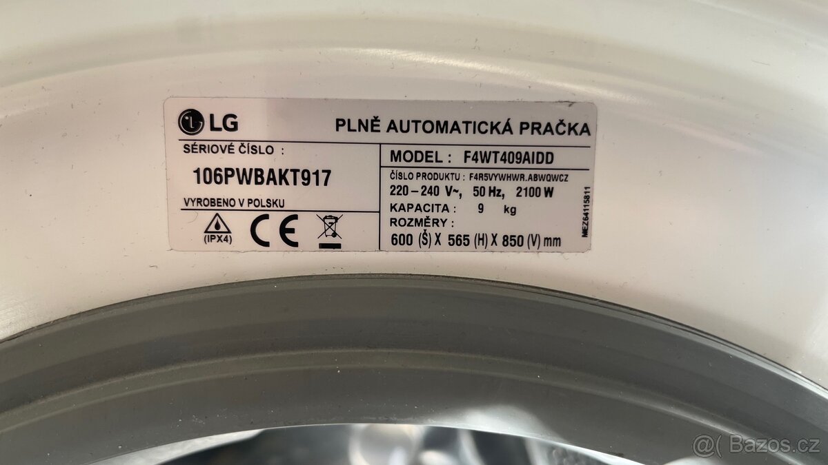 Pračka LG F4WT409AIDD - 2