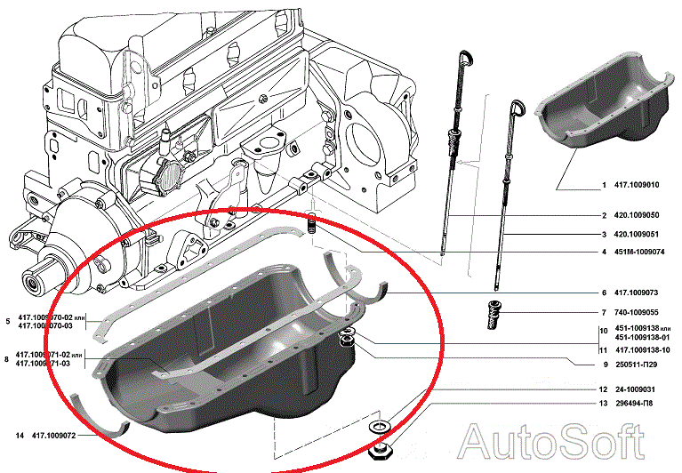 Těsnění vany motoru UAZ - 2