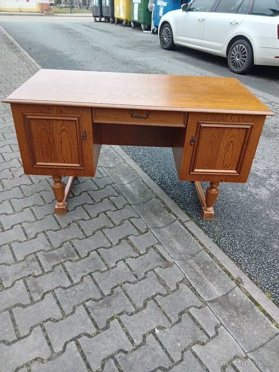 masivní psací stůl, dub rustik - 2