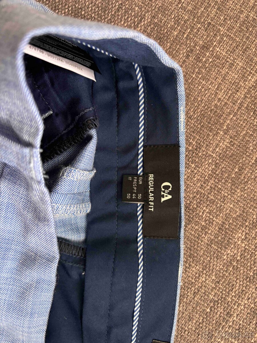 Pánské kalhoty společenské světle modré - 2