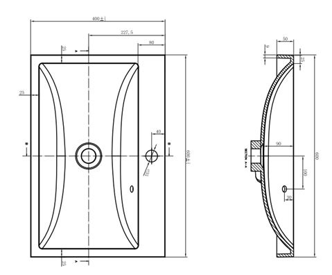 Umyvadlo Naturel Cube Way 60x40 - 2