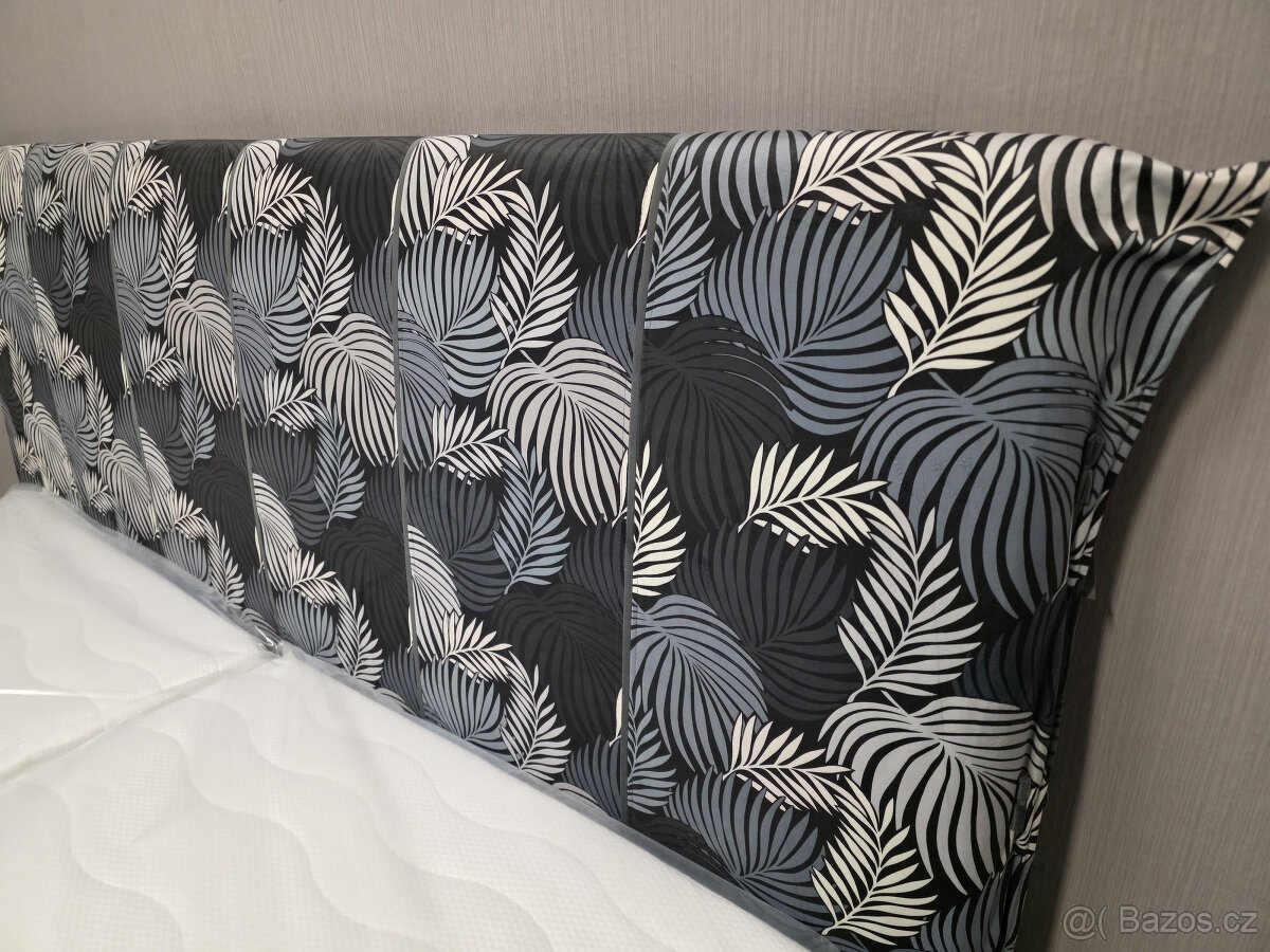 Nová postel s roštem 180x200 čalouněná šedé listy - 2