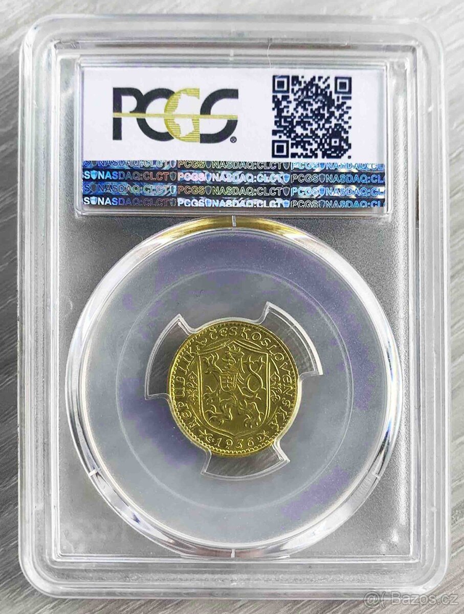 Svatováclavský dukát 1936, certifikace PCGS MS 63 - 2