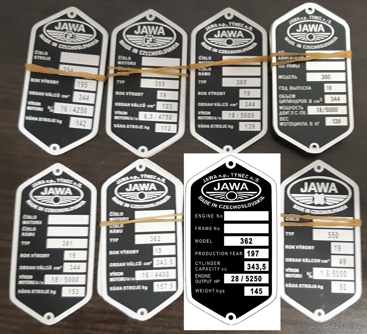 Štítky na Jawa, ČZ, Babetta, Manet... - 2