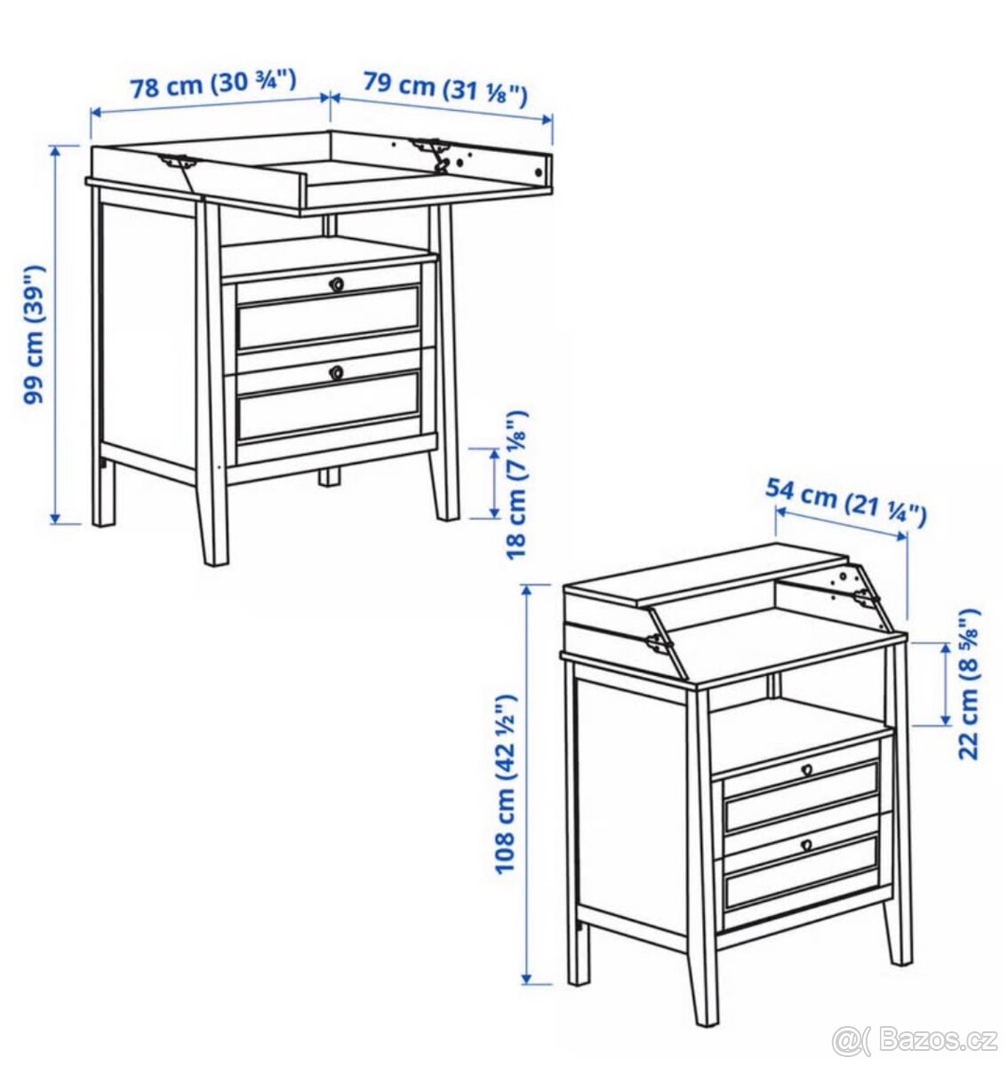 Přebalovací stůl/komoda, bílá SUNDVIK - 2