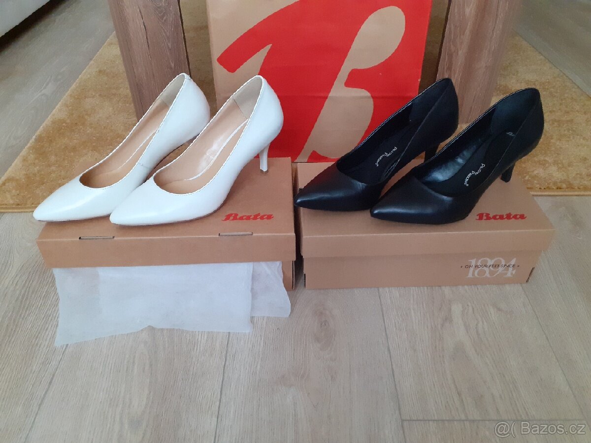 BAŤA Lodičky NOVÉ bílé/černé - 2