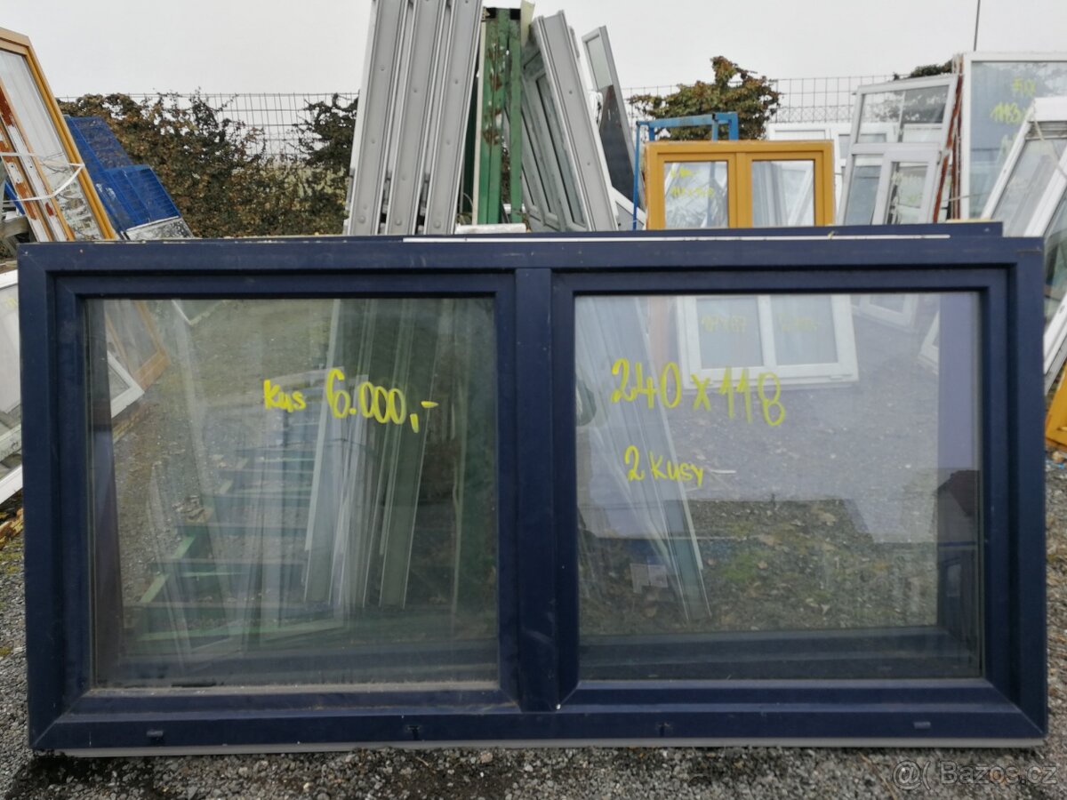 Okna tm.modrá plast - 2