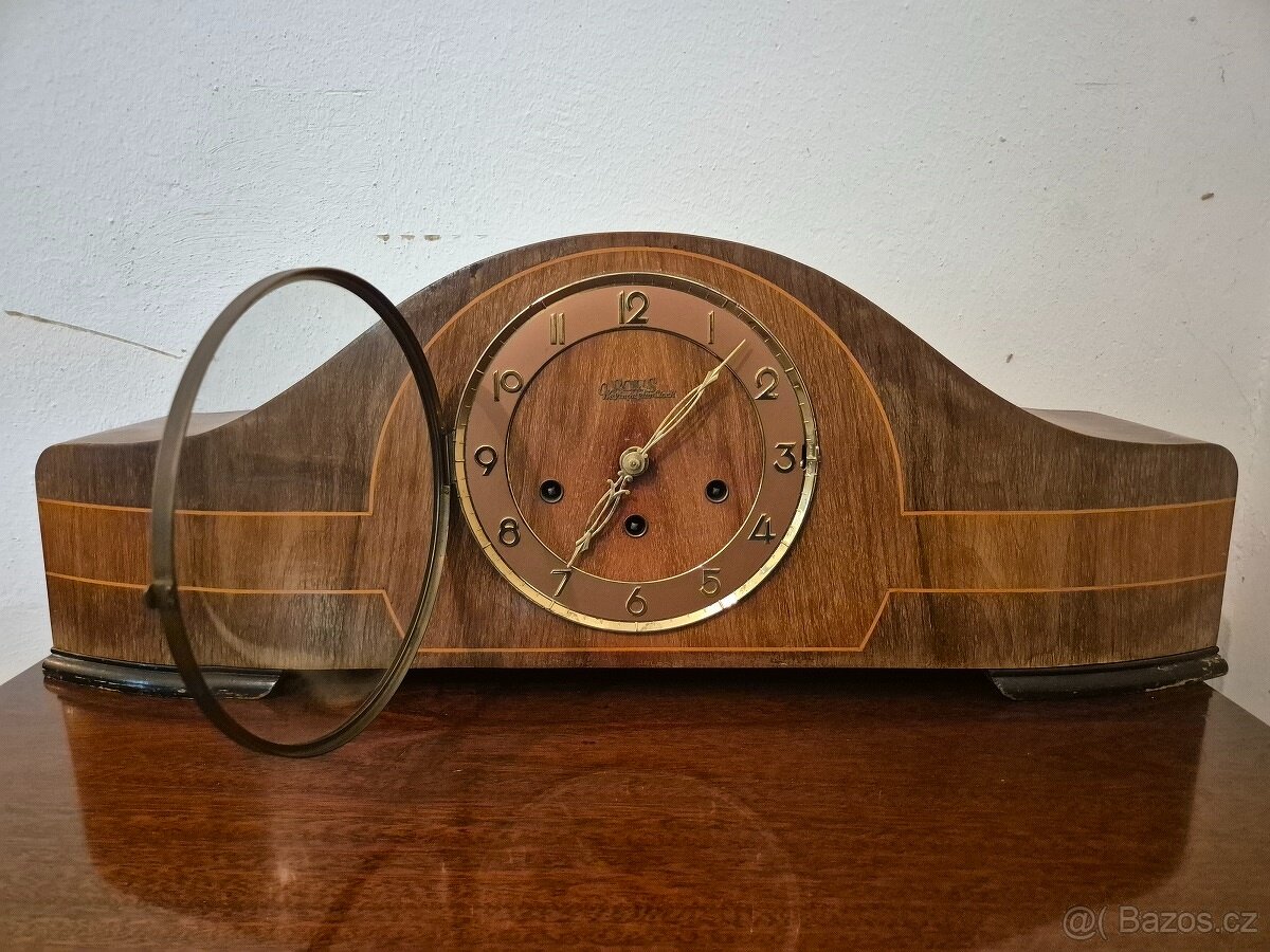 Velké starožitné krbové hodiny art deco - funkční - 2