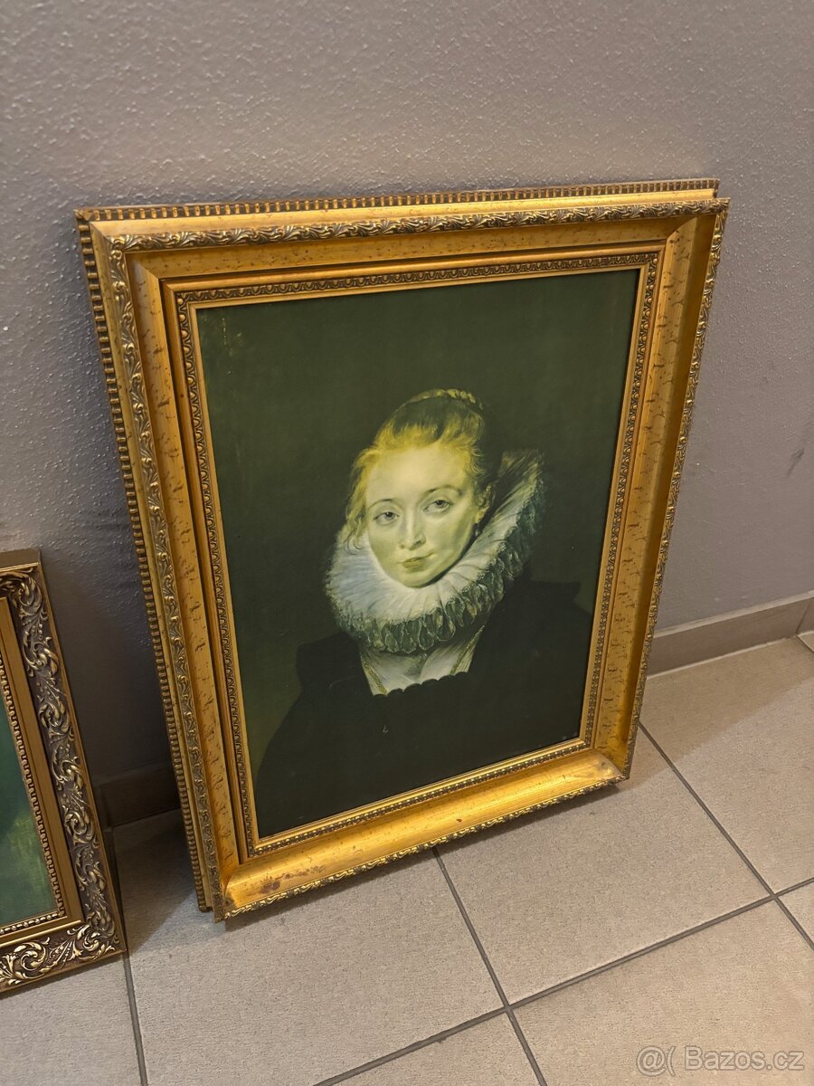 Dva rámy obrazů s fotokopii / hezký stav rámů / cena za 2kus - 2