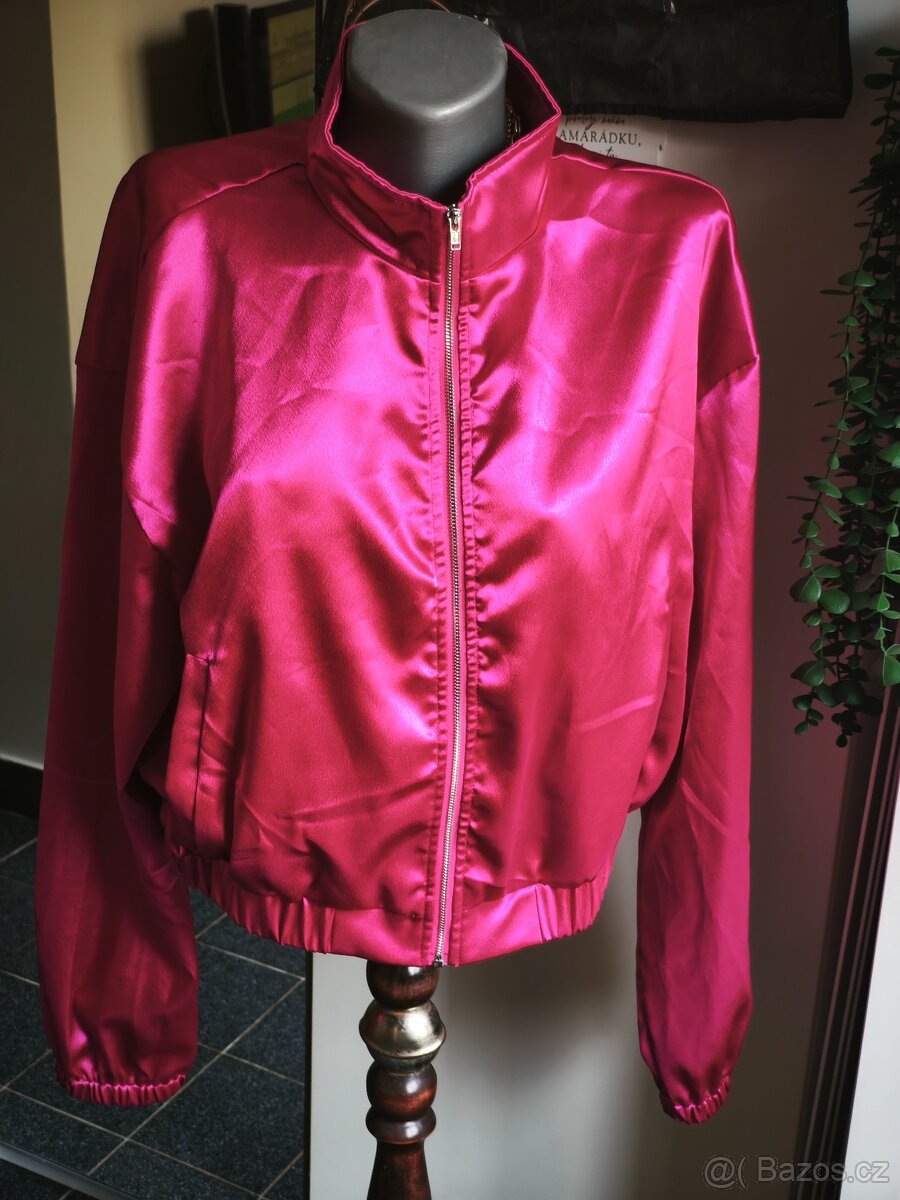 Nová saténová bunda 42/44 růžová - 2