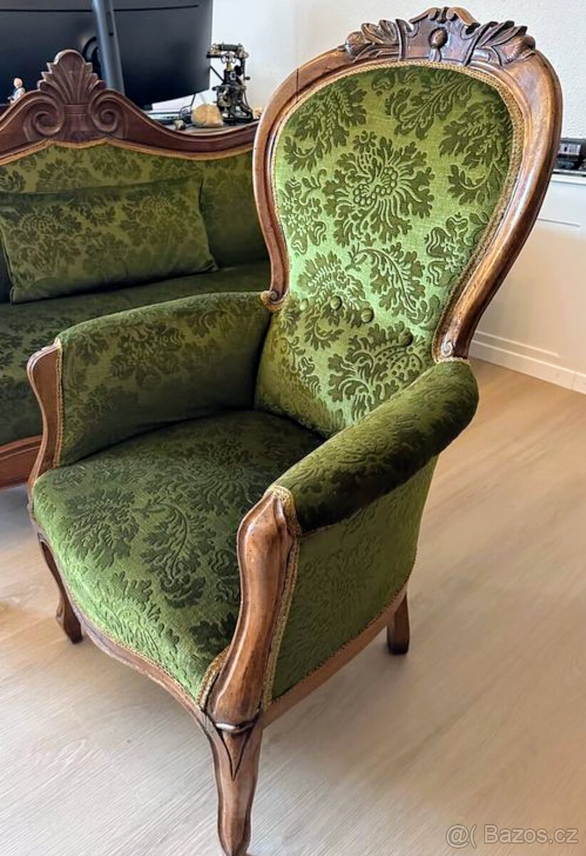 Antická calouněná sedací suprava. - 2