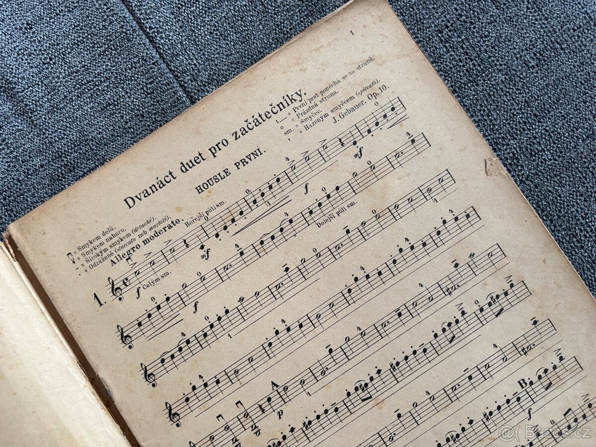 Noty housle: Dvanáct duet pro začátečníky - J. Gebauer - 2