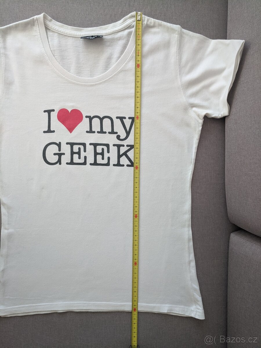 Dámské bílé tričko s nápisem "I Love My Geek", vel. S - 2