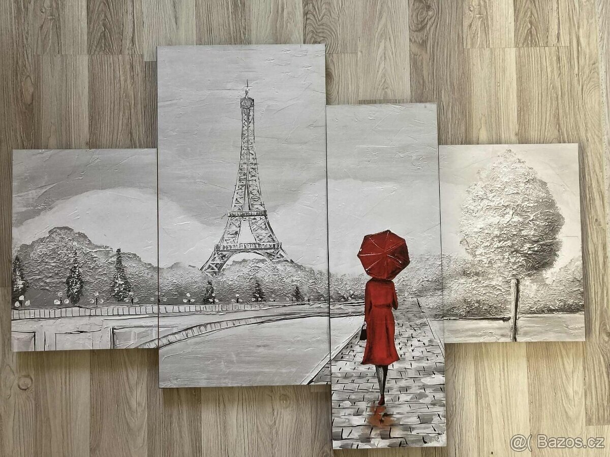 Moderní obraz 4-dílný Pařížanka 70x100 cm - 2