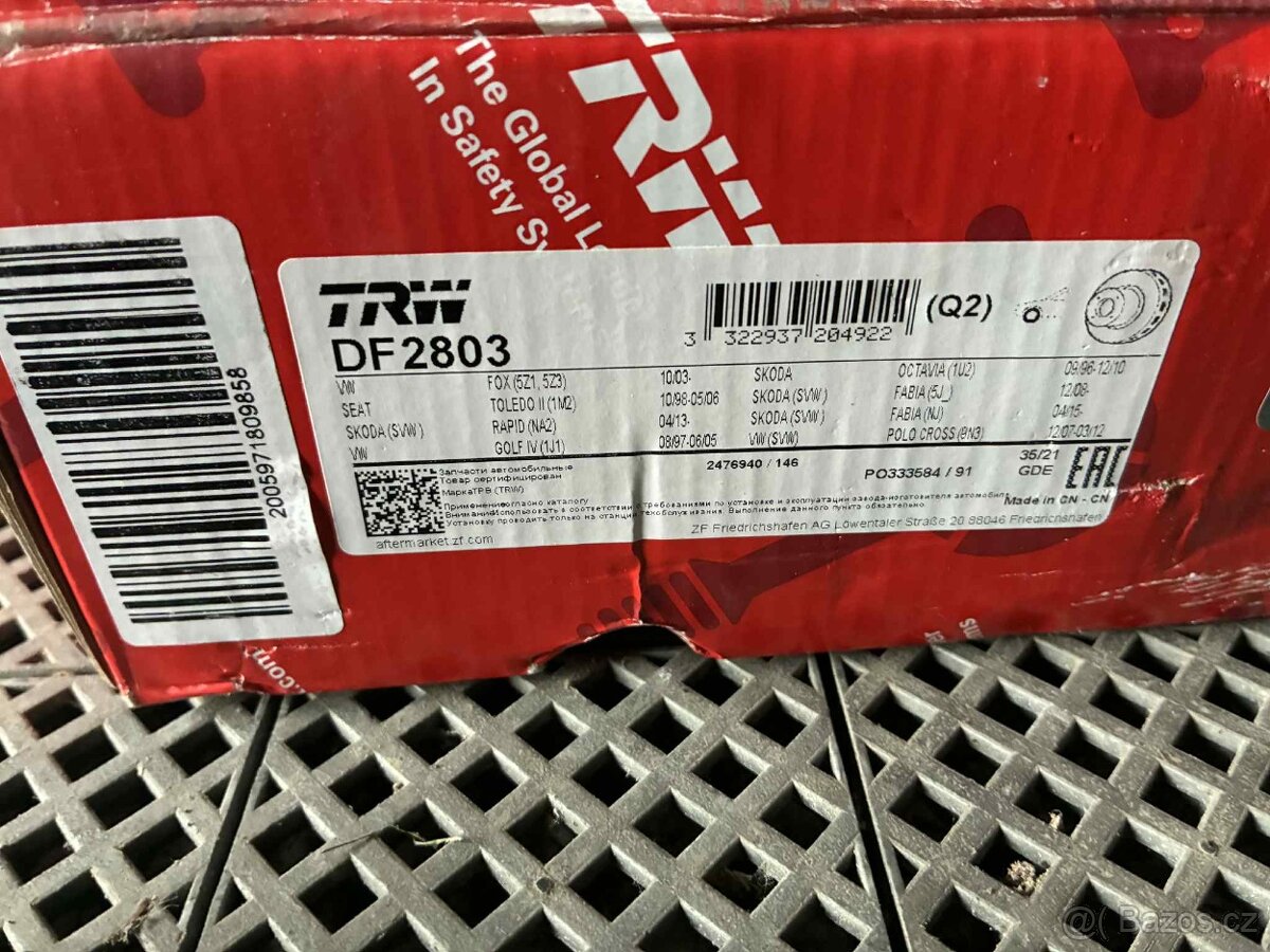 kotouč TRW DF2803 přední VAG - 2