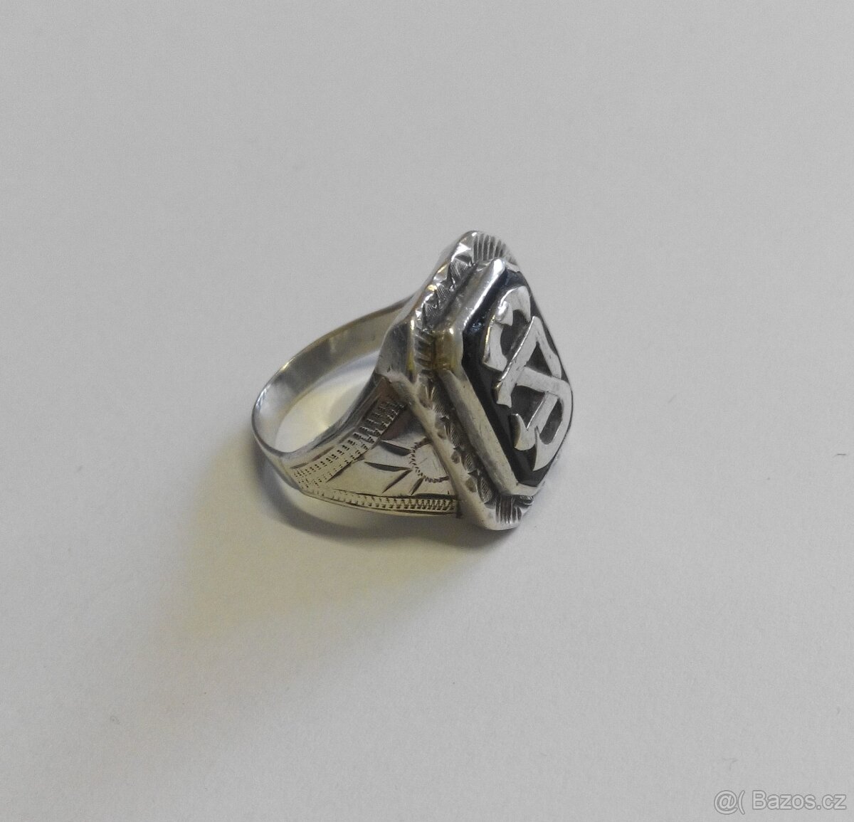 Starožitný velký stříbrný pánský prsten - 2