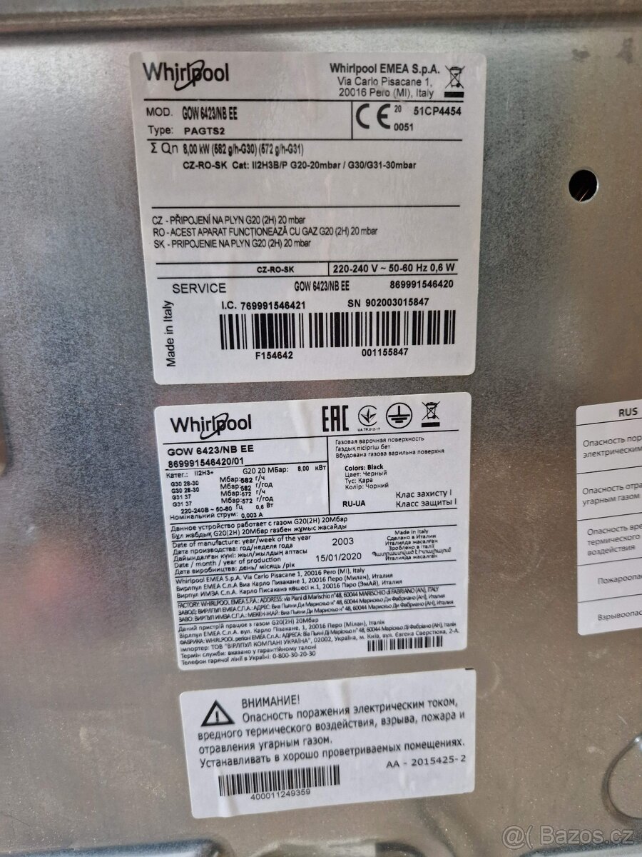 Sklokeramická plynová deska Whirlpool - 2