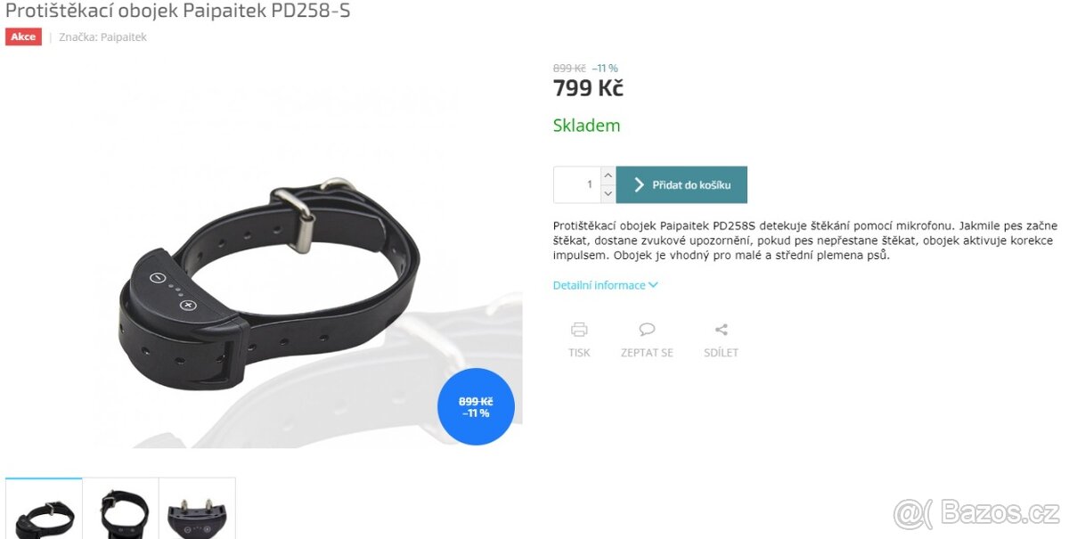 Protištěkací elektrický obojek PD258-S (zvuk + výboj) - 2