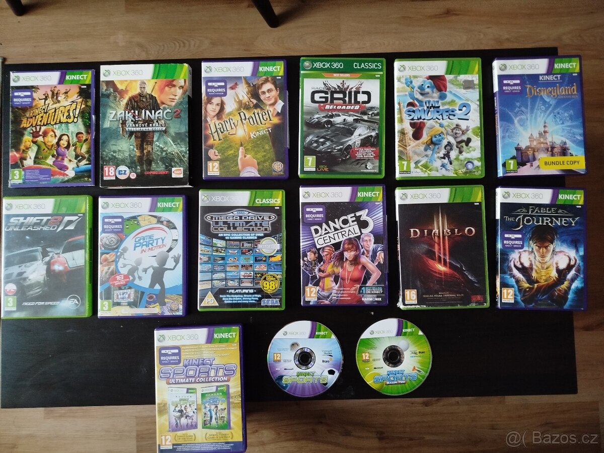 XBOX 360 slim + Kinect + 2 ovladače + 14 her - 2