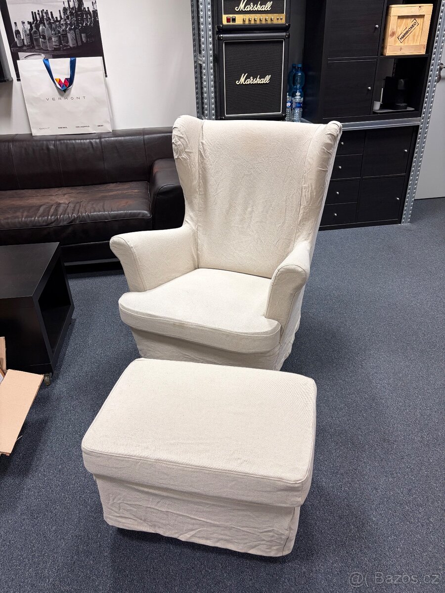 Křeslo IKEA Strandmon s podnožkou + potahy - 2