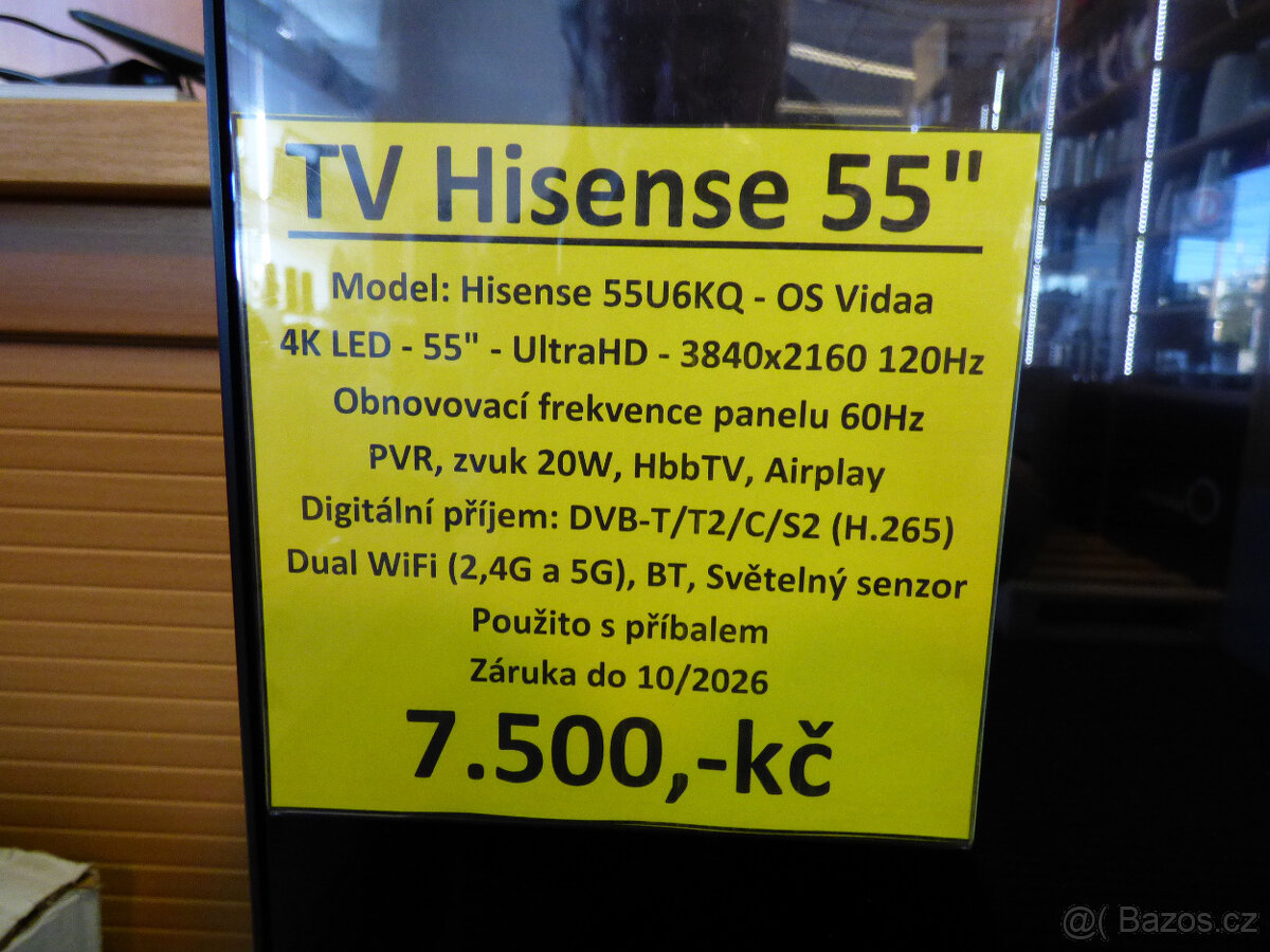 TV Hisense 55" UltraHD Smart v záruce - 2