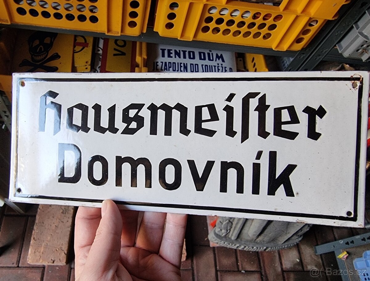 Stará smalt cedule protektorát DOMOVNÍK - 2