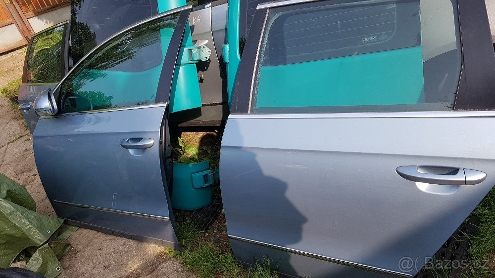 vw passat B6 kapota LB5M OK, dveře LB5M modrostř. - 2