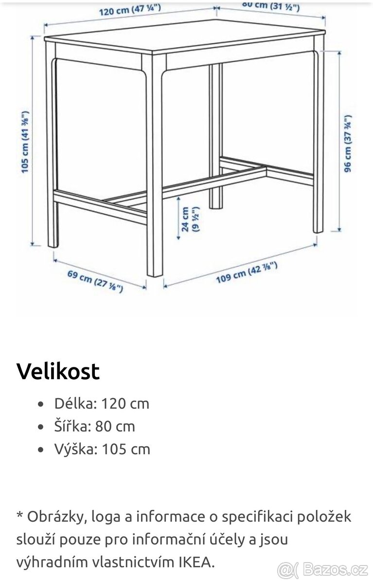 IKEA Barový stolek, tmavě hnědá - 2